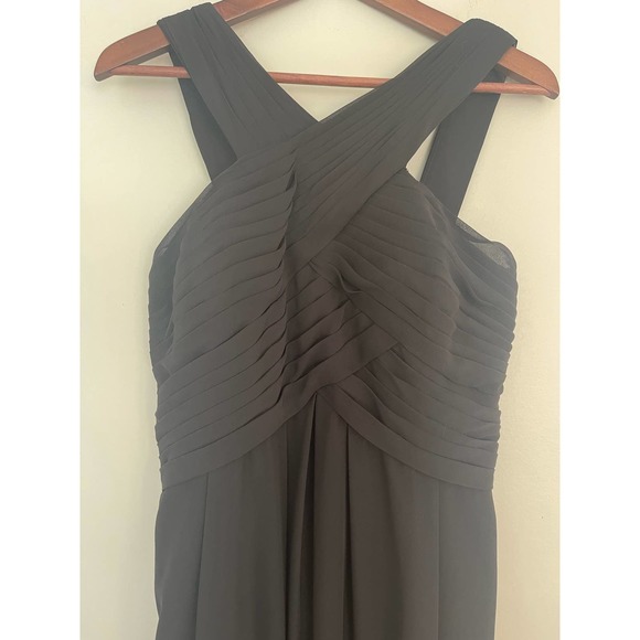 Bill Levkoff Leighton Formal Dress Black Chiffon Halter A-line Princess Size 16 - Picture 5 of 16